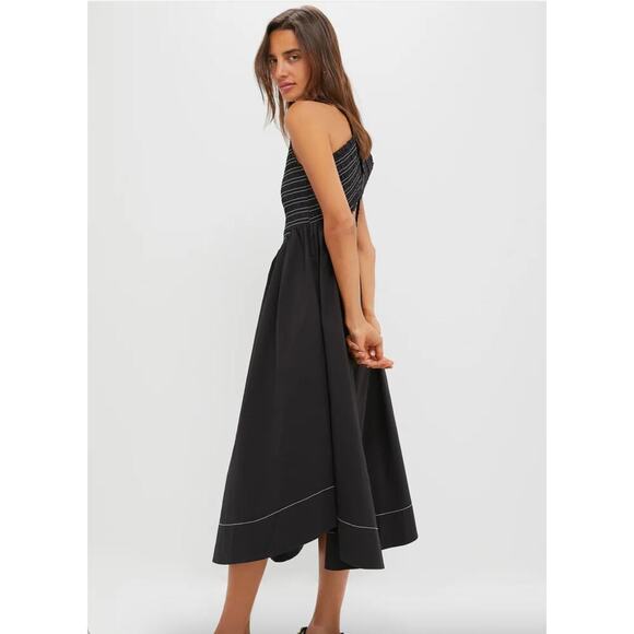 GANNI Black Washed Stretch Cotton Smock Midi Dress Sz 40 - Picture 8 of 14